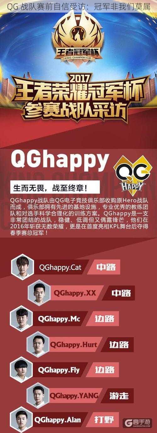 QG 战队赛前自信受访:冠军非我们莫属